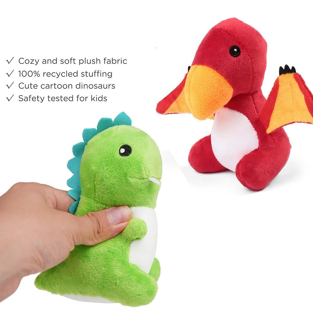 Mini Dinosaur Plush Set 5 Pack with Egg Carrying Case — 5-6 Inch Soft Stuffed Dino Toys for Baby Toddlers Kids, STEM Easter Basket Birthday Christmas Party Favor Gift for Dino Lovers