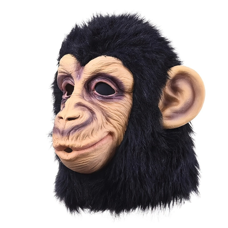 Gorilla Mask Adult Realistic Natural Latex Animal Head Costume – Funny Halloween Cosplay Role Play Holiday Gift, Orangutan & Open-Mouth Gorilla Styles
