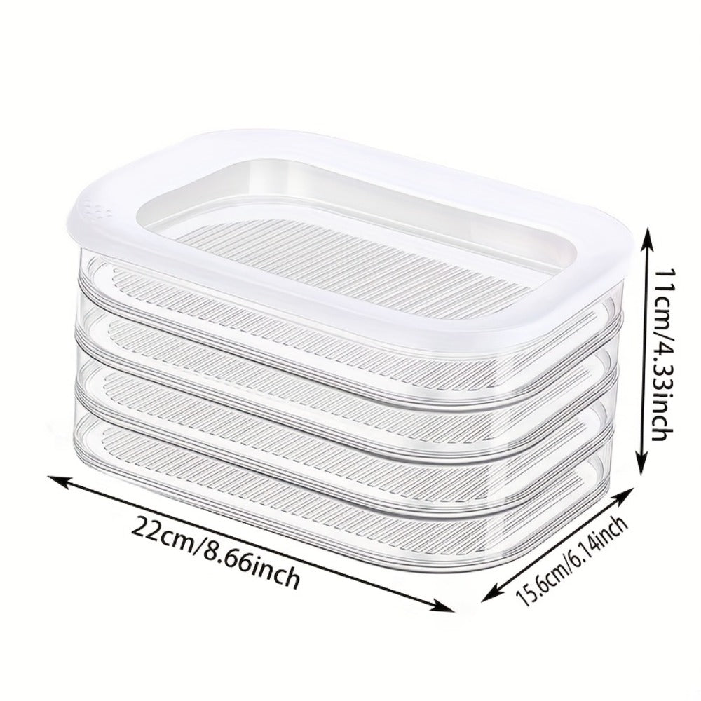 Stackable Refrigerator Organizer Containers 4-Tier with Lids – Meat Preservation Box, Food Storage for Vegetables, Fruits & Cooked Meats, Fridge Organization Set
