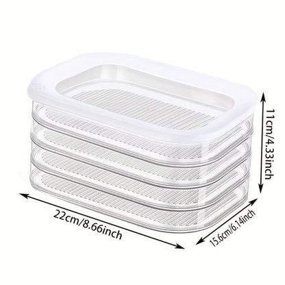 Stackable Refrigerator Organizer Containers 4-Tier with Lids – Meat Preservation Box, Food Storage for Vegetables, Fruits & Cooked Meats, Fridge Organization Set