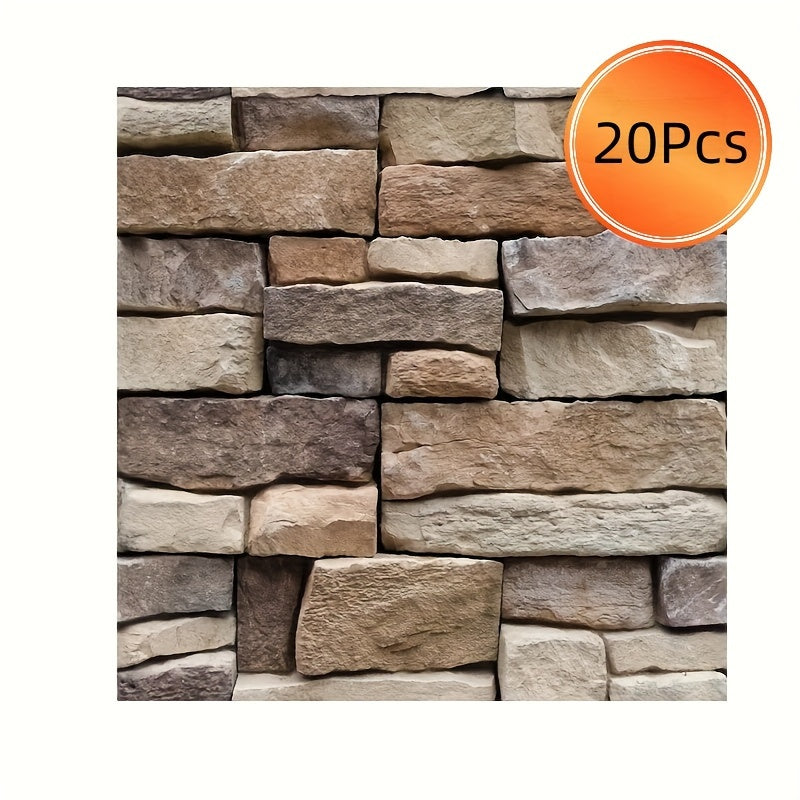 Peel and Stick Tile Stickers 20pcs Vintage Brick Pattern Self-Adhesive Waterproof Wall Tiles for Kitchen Bathroom Toilet – Removable Oil-Proof Backsplash Wall Art Decor
