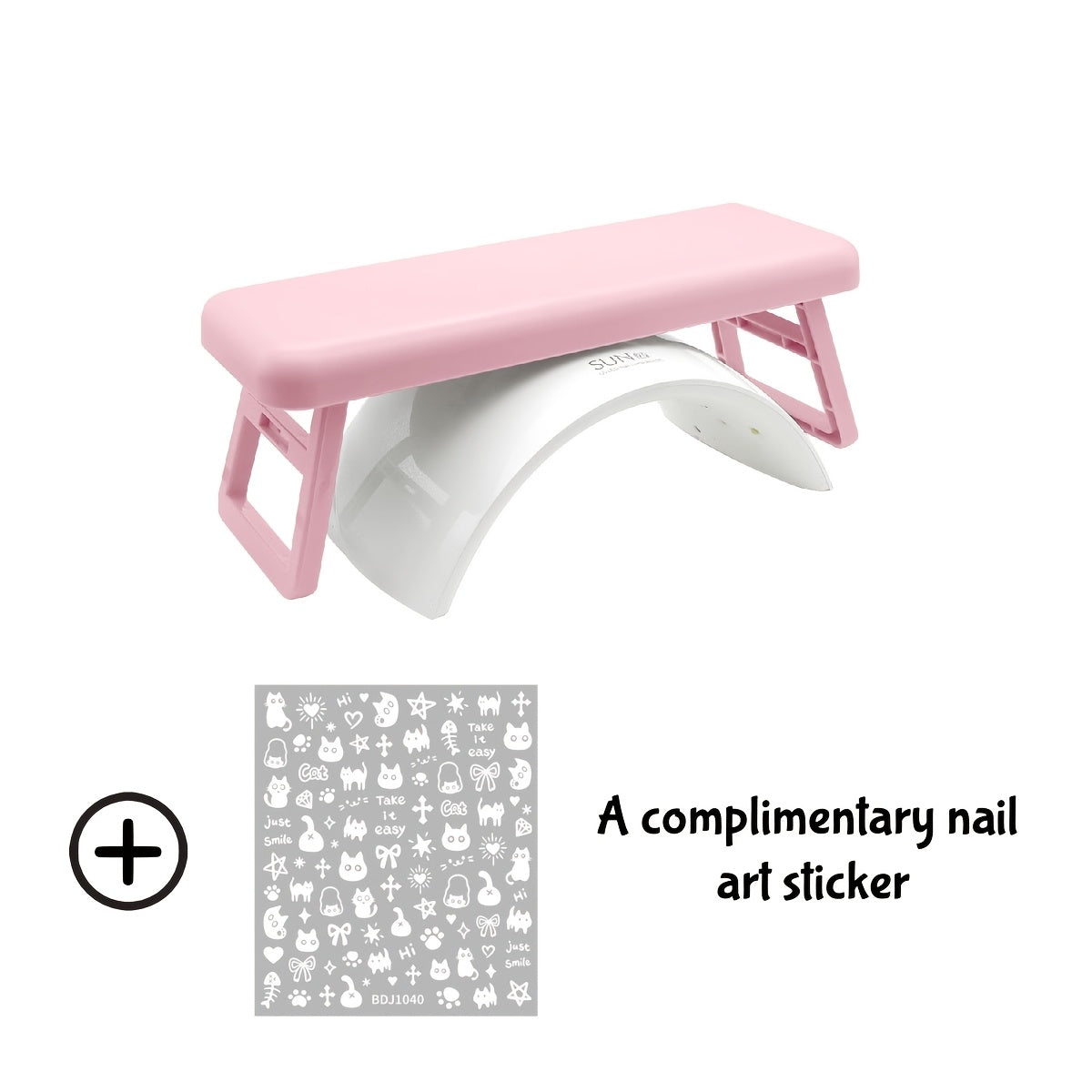 Folding Nail Armrest Hand Rest for Nail Technicians - Cushioned Wrist Support Pillow Bracket, Portable Manicure Table Stand, Professional Salon Nail Station Accessory, Pink White Purple