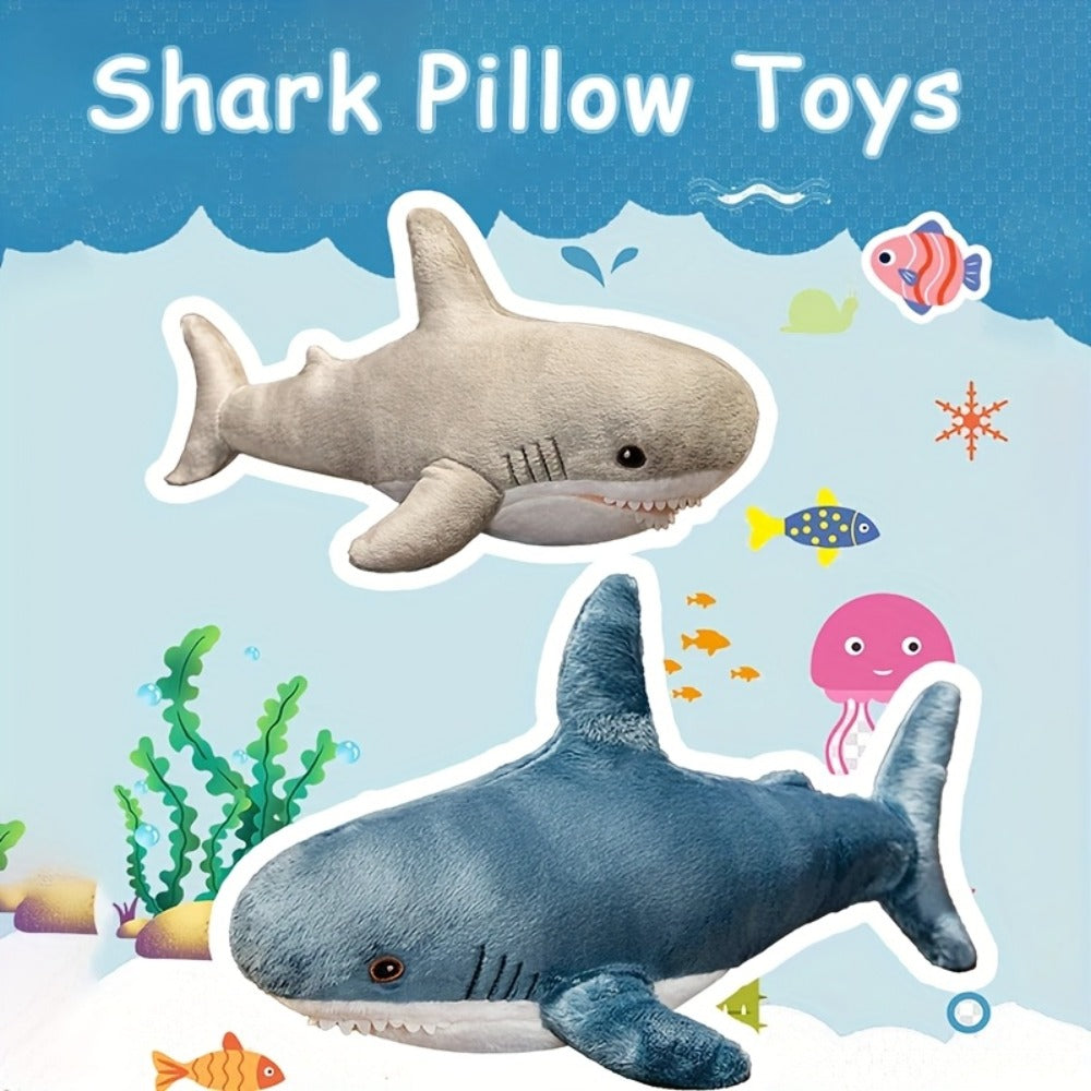 Shark Stuffed Animal Plush Pillow 24 Inch – Jumbo Soft Cute Shark Plush Toy for Kids Boys Girls Adults, Ocean Sea Animal Cuddle Pillow, Birthday Christmas Holiday Gift, Blue Grey Rainbow Colors