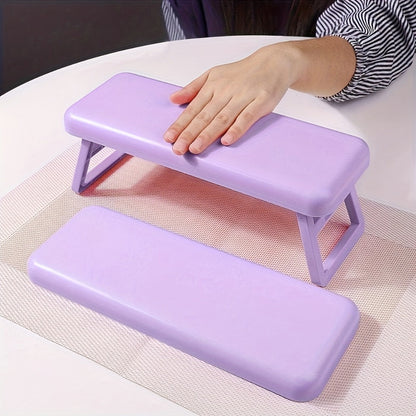Folding Nail Armrest Hand Rest for Nail Technicians - Cushioned Wrist Support Pillow Bracket, Portable Manicure Table Stand, Professional Salon Nail Station Accessory, Pink White Purple