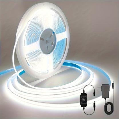 COB LED Strip Light Dimmable 32.8ft 10m, 8mm Ultra-Thin 24V High Density Flexible COB LED Tape Light with Dimmer Switch, for TV Backlight, Bedroom, Kitchen Cabinet, Closet, Under Cabinet Home Lighting