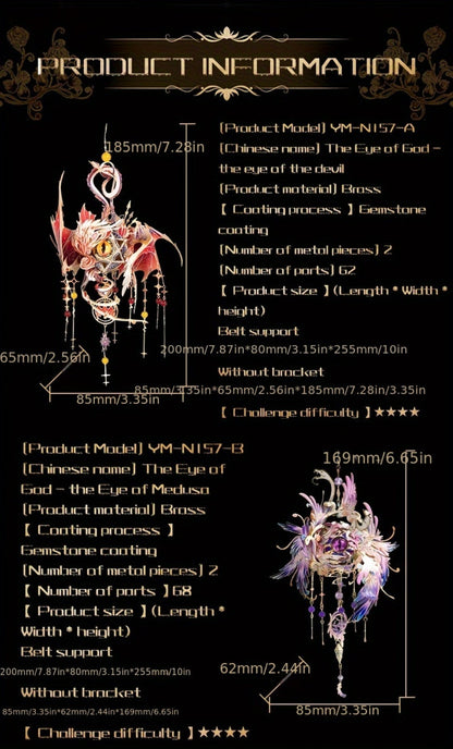 3D Metal Puzzle Model Kit – God's Eye & Angel's Eye MU Assembly, Laser-Cut DIY Craft, Artistic Home & Office Decor, Unique Birthday Gift for Adults, Teens, Girlfriend Boyfriend
