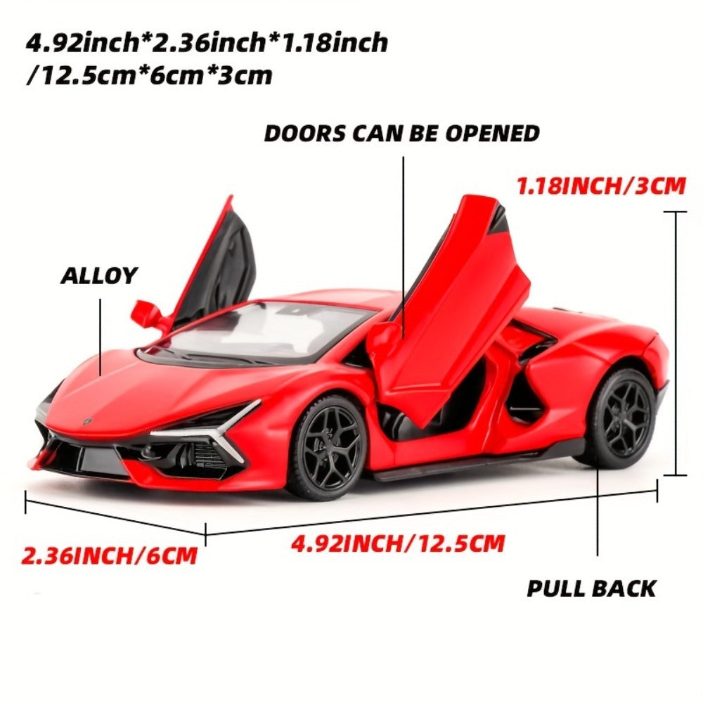 Lamborghini Diecast Car Model 1:36 Scale Alloy Pullback with Openable Doors | Aerodynamic Supercar Replica | Collectible Toy Gift for Kids Adults Orange Green Red