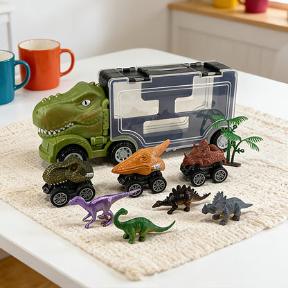 T-Rex Dinosaur Car Playset for Kids – Large Dino Truck with Mini Dinosaur Cars Figures & Accessories, Boys Dino Vehicle Toy Birthday Gift Ages 3 4 5 6
