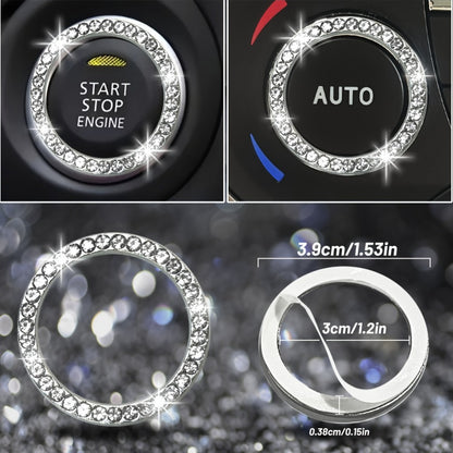 Bling Car Interior Accessories Set for Women 30-Piece – Steering Wheel Cover Universal 15 Inch, Seat Belt Covers, Armrest Cover & Gear Shift Cover, Woven Glitter Car Décor Kit