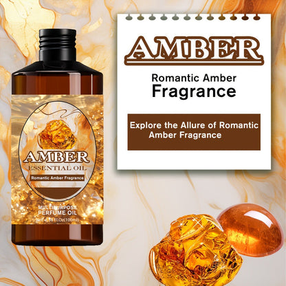 Amber Essential Oil 100ml Pure Romantic Fragrance for Diffuser Aromatherapy – Therapeutic Grade Scented Oil for Relaxation Stress Relief Skin Hair Care Massage Gift for Women Men