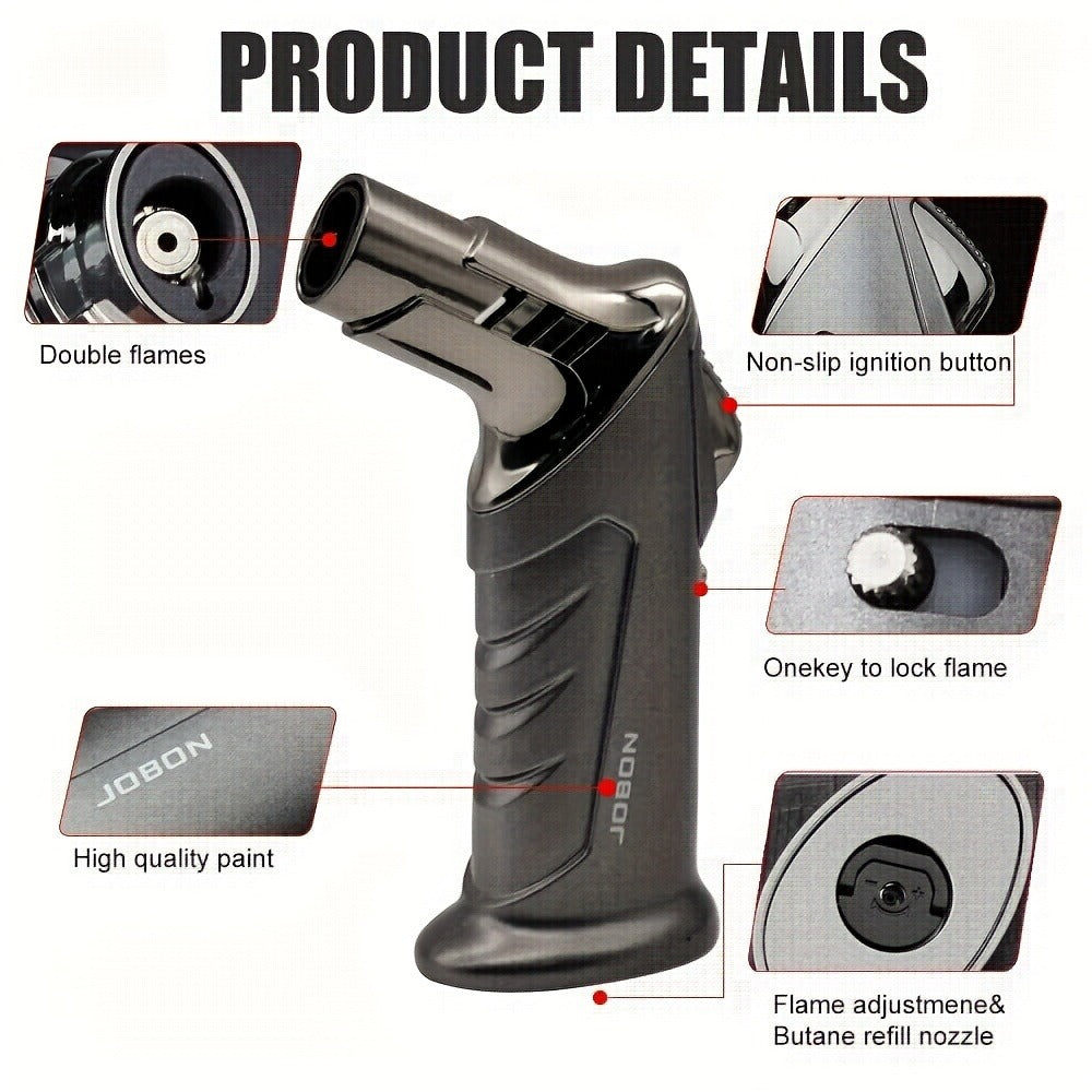 Butane Torch Lighter Gift Set 2500°F, Refillable with Safety Lock & Adjustable Flame, High-Temperature Kitchen Cooking Camping Outdoor Torch, Gift Box Included, Gas Not Included