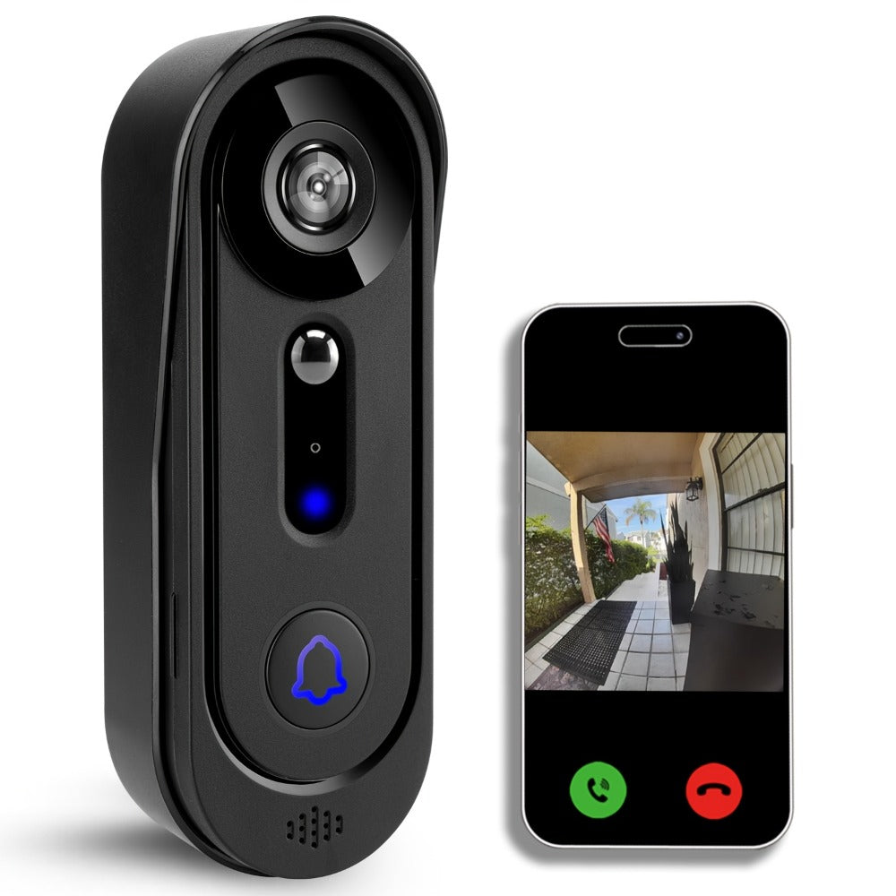 Video Doorbell Camera 1080P HD Wireless with Night Vision, Motion Detection, Two-Way Audio, Indoor Chime & Cloud Storage – 5200mAh Battery, 166° Wide Angle, 2.4GHz WiFi Smart Door Camera