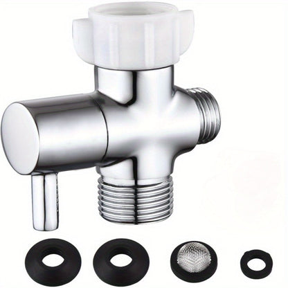 Toilet T-Adapter Diverter Valve with Shutoff - 304 Stainless Steel G7/8 American Thread, Chrome Finish, O-Ring & Mesh Filter Included, No Electricity Required, Universal Toilet Accessory