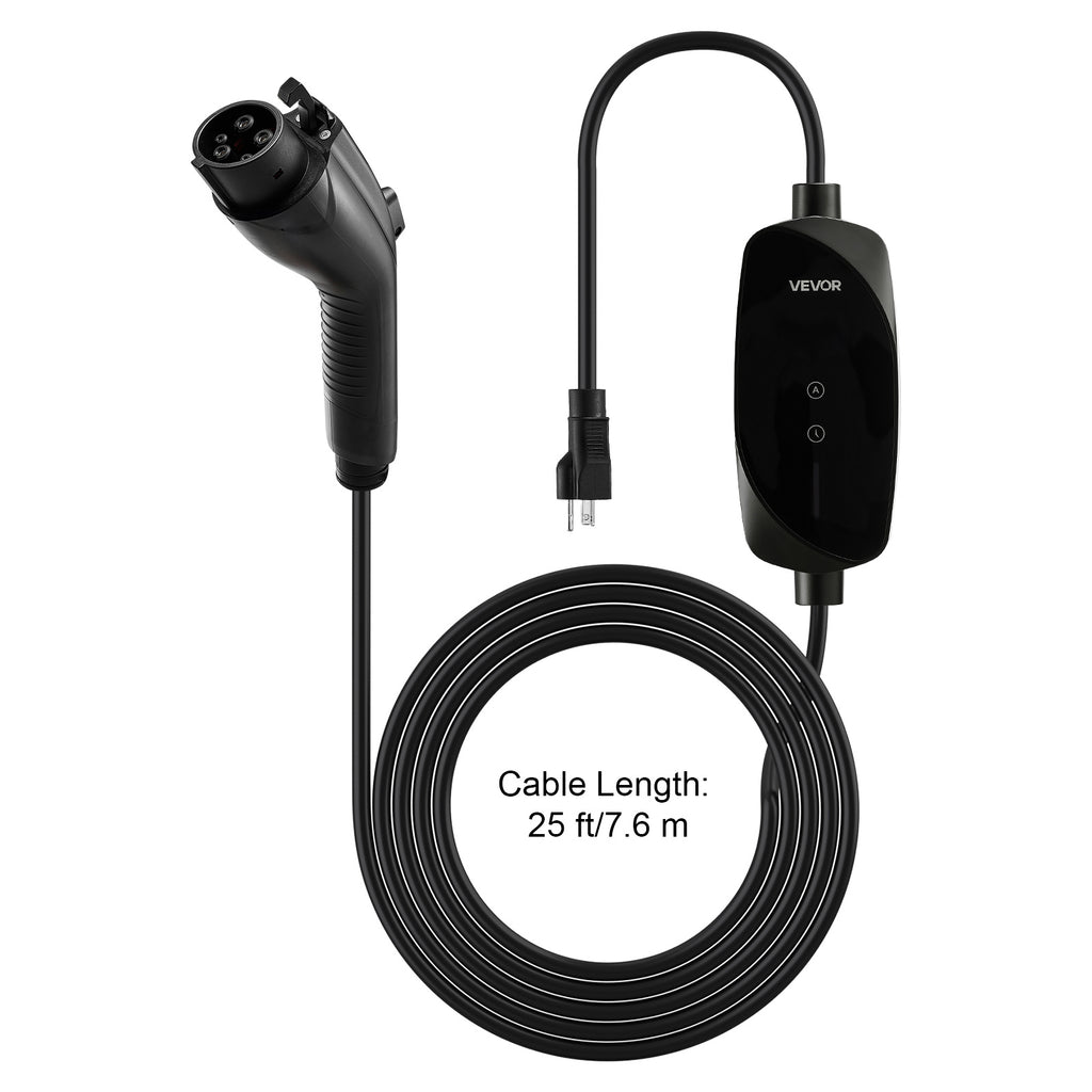 VEVOR Level 1&2 EV Charger Portable Charger 16A Adjustable Current 120V 240V with LCD/LED Indicator