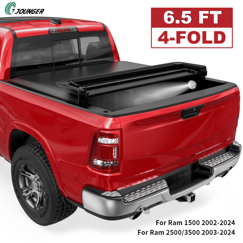 6.4FT/6.5FT 4 Fold Soft Bed Tonneau Cover For Ram 1500 2002-2026 For Ram 2500/3500 2003-2026