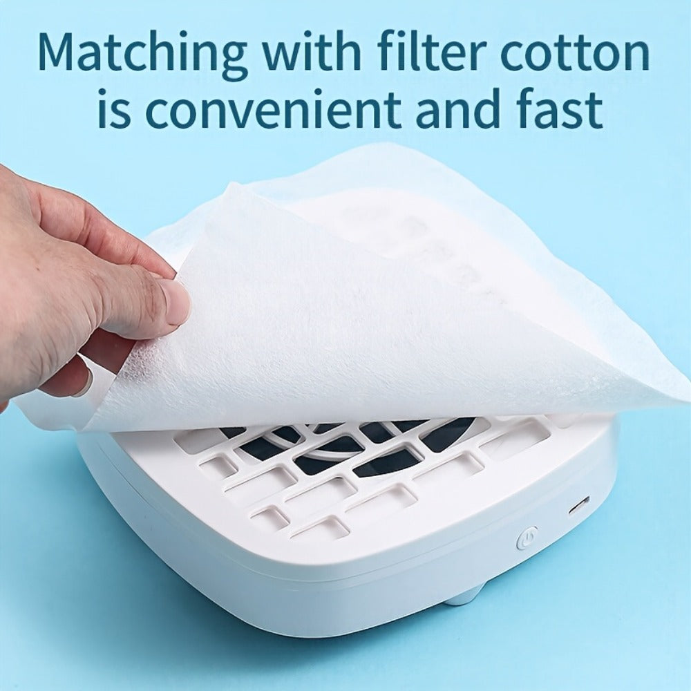 Nail Dust Collector Mini USB Electric Vacuum Cleaner with 10 Filter Pads & Strong Suction – Portable Nail Dust Suction Machine for Acrylic Gel Filing, Home Nail Station, Salon & Travel, White Pink Blue