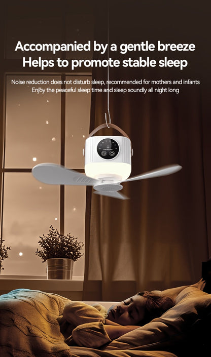 Camping Fan with Light & USB Rechargeable | Portable Outdoor Tent Fan with Tripod Stand, Detachable Blades, Adjustable Speed & Brightness for Camping, Bedroom, Dormitory & Travel Use – Silent Operation