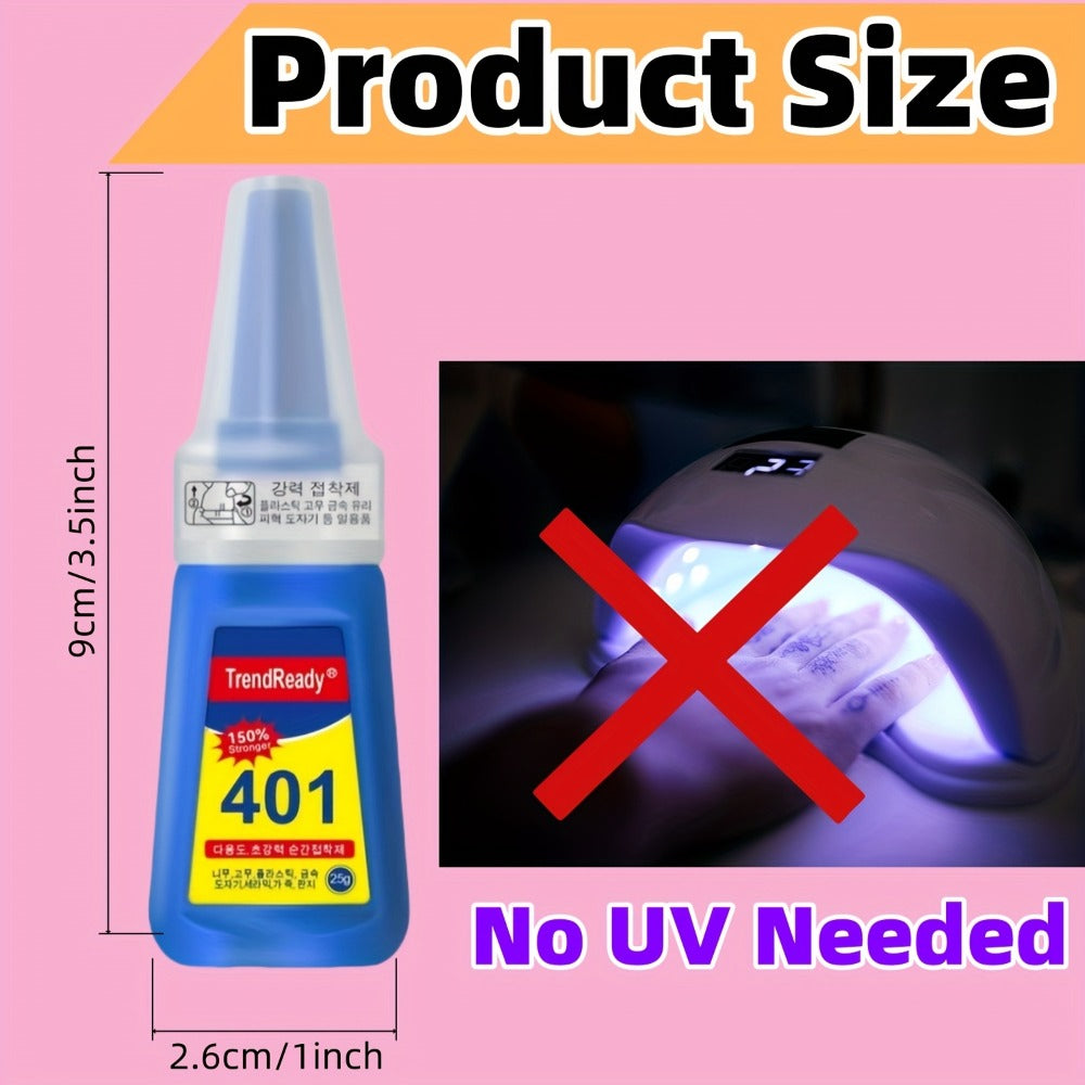 Professional Nail Glue 25g Extra Strong 30+ Days Hold for Press On Nails Acrylic Tips Fake Nail Extensions - Quick Dry Waterproof Smudge Proof Salon Quality Bond Multi-Pack Women DIY Manicure Kit