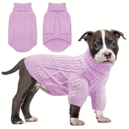 Dog Sweater Turtleneck Warm Knit Pullover with Soft Long Sleeves for Small Medium Breeds, All-Season Machine Washable Pet Sweater for Chihuahuas Bulldogs Dachshunds, Sizes XS S M L XL, Pink Violet Light Purple Light Green Greenish Yellow