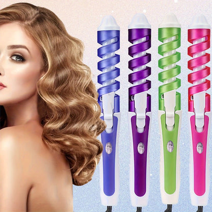 Automatic Spiral Curling Iron 360° Electric Hair Curler - Auto Rotating Curl Wand, Lightweight & Portable, Easy to Use, Includes 2 Clips & 1 Comb, Gift for Women, Pink, Purple, Blue