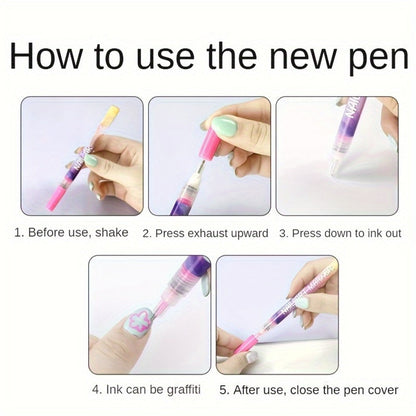 Acrylic Nail Art Pen Set 12 Colors 3D Doodle & Dot Stitching Pens – Quick Drying Precision Fine Tip for Professional Home Salon Nail Design, Long Lasting Vibrant Pigment