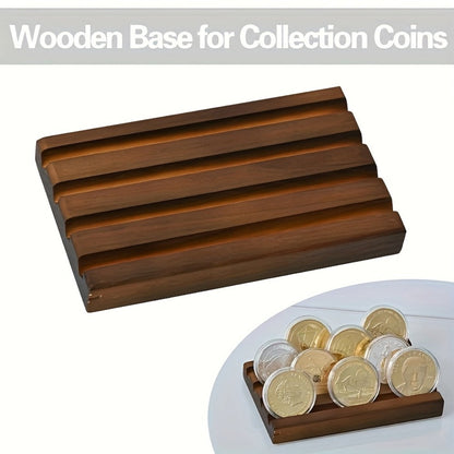 Challenge Coin Display Case 4-Row Solid Wood Rack Holder – Military Coin Stand for Home Office Wall Decor, Commemorative Coin Organizer, Meaningful Gift for Veterans Collectors