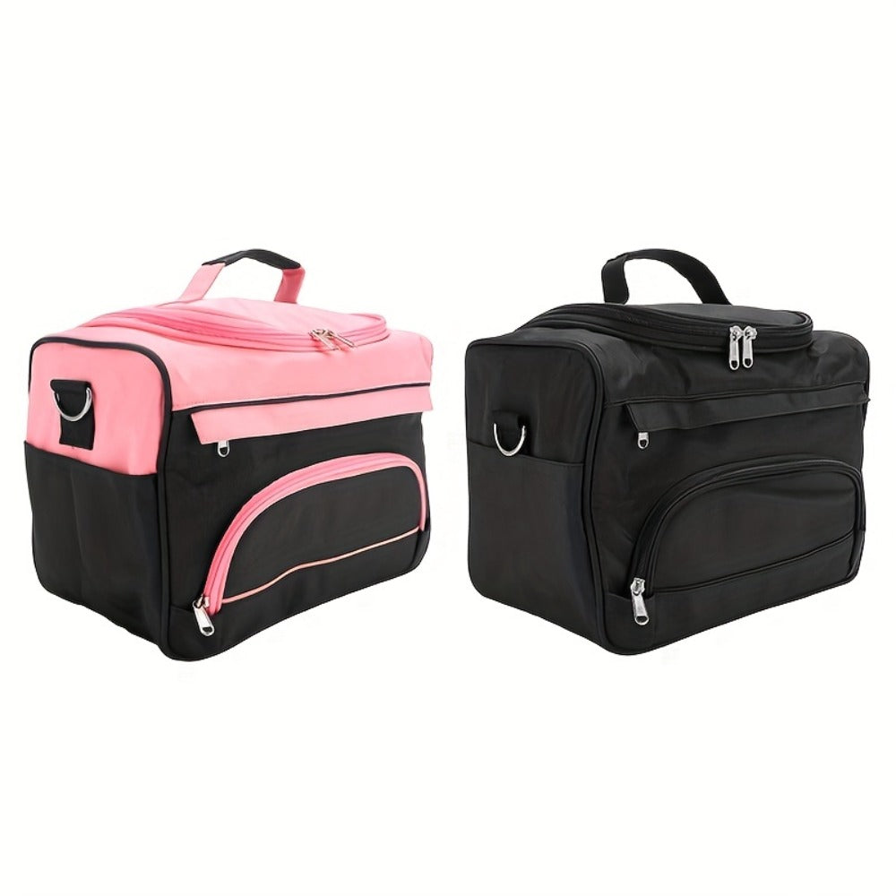 Hairdresser Tool Bag Multi-Functional Salon Styling Organizer with Adjustable Strap Large Capacity Hair Makeup Artist Case for Professionals Travel Pink Black Zebra