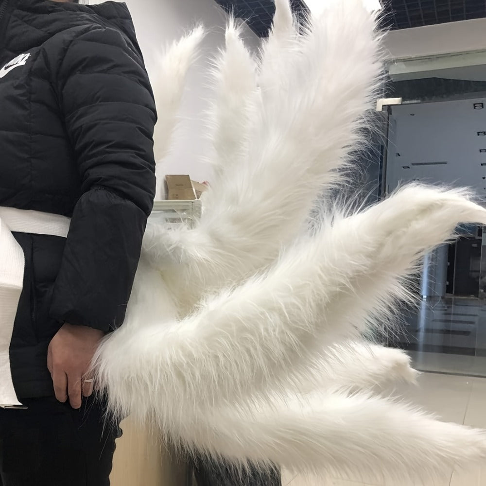 Nine-Tailed Fox Tail Cosplay Prop Anime 31.5in – Alloy Frame Knitted Kitsune Tail for Halloween Costume Christmas Party Stage Performance Photography, Naruto Ahri Cosplay Gift