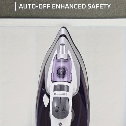 Steam Clothes Iron with Ceramic Coated Soleplate – Precision Thermostat, 3-Way Auto-Off, Self-Cleaning, Anti-Calcium & Anti-Drip, Lightweight Travel & Home Garment Iron