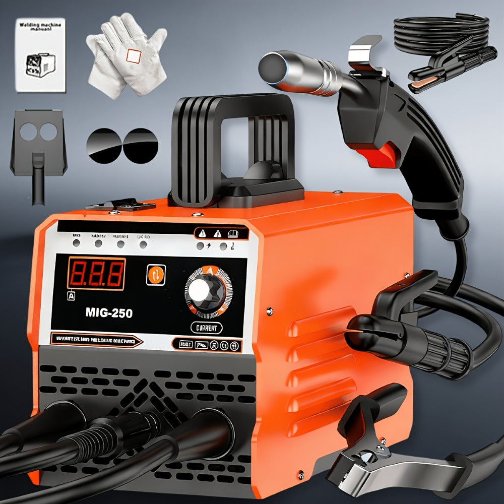 MIG Welder 3-in-1 Welding Machine 110V 105A Gasless MIG Stick ARC Portable Welder Kit with Rubber Case – Complete Starter Set with Welding Wire Rods Mask Gloves for Beginners Home Industrial Repair