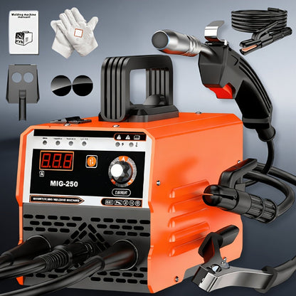 MIG Welder 3-in-1 Welding Machine 110V 105A Gasless MIG Stick ARC Portable Welder Kit with Rubber Case – Complete Starter Set with Welding Wire Rods Mask Gloves for Beginners Home Industrial Repair