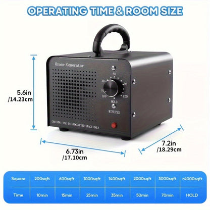 Ozone Generator 40,000mg/h Commercial Odor Eliminator | O3 Ionizer Air Purifier Deodorizer with Timer for Home, Bedroom, Office & Car | Removes Smoke, Pet, Paint & Cooking Odors | Black