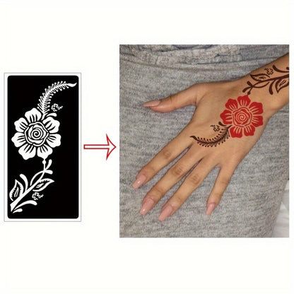 Reusable Tattoo Stencil Templates 9 Sheets Large Flower Designs Airbrush Glitter Body Art Kit for Arms Hands Navel Legs DIY Party Festival Fake Temporary Tattoo Supplies