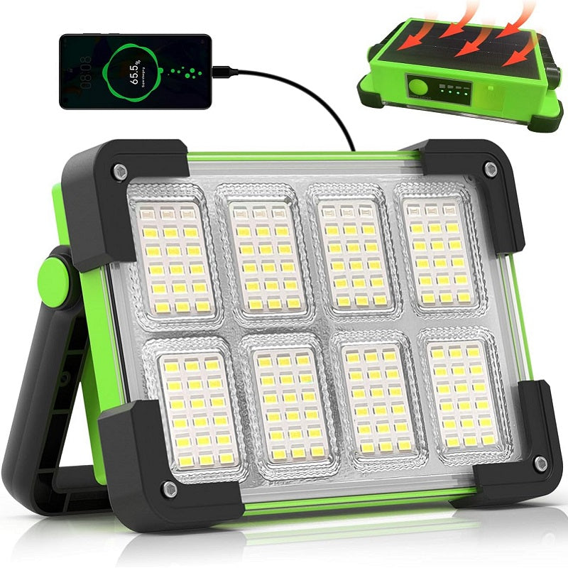 1 Pack/ 2 Pack Solar Work Light, 144 LED Portable Floodlight, 4 Modes, Multi-Color, IP44 Waterproof For Camping Fishing Car Repair Construction 6000mA