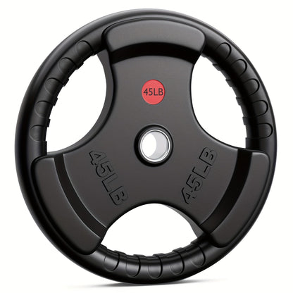 Rubber Bumper Weight Plates 2 Inch – Solid Iron Core, Ergonomic Grip, 25/35/45 lbs – Barbell Plates for Strength Training, Weightlifting & Home Gym