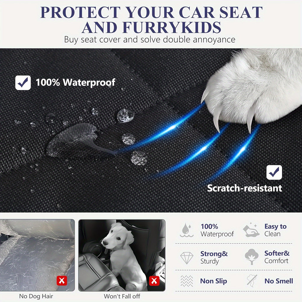 Dog Car Seat Cover - Pet Hammock, with 4 Pockets On The Side Wings, Scratch And Slip Protection for The Rear Seat, Suitable for Cars, Trucks And SUVs,600D