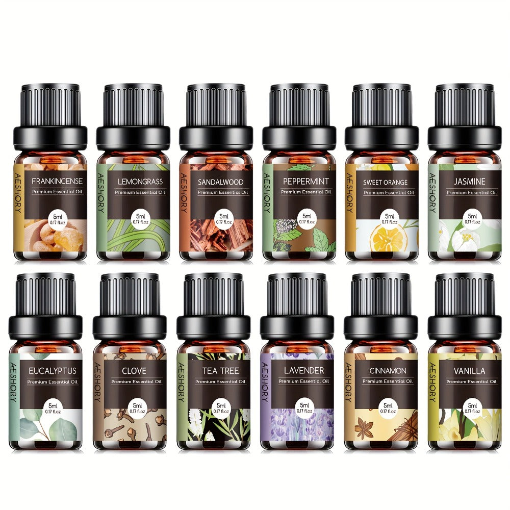Essential Oil Set – Pure Natural Aromatherapy Oils in Amber Glass Bottles for Diffuser & Humidifier, DIY Fragrance, Valentine's Day & Holiday Gift for Women, Girls, Friends & Family (12/20/26pcs)