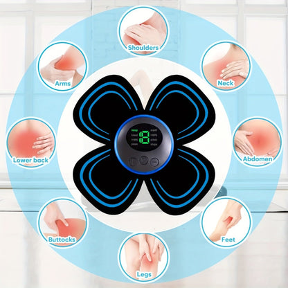 EMS Muscle Stimulator Massager Patch – Full Body Electric Massage Device with 8 Modes & 19 Intensity Levels for Shoulder, Arm, Leg, Waist & Cervical Spine Pain Relief