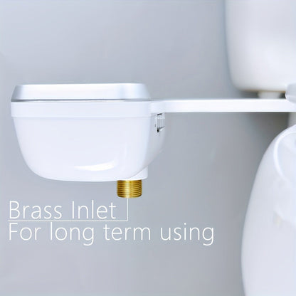 Bidet Toilet Seat Attachment – Non-Electric Mechanical Bidet with Rear Wash, Adjustable Water Pressure, Self-Cleaning Nozzle, Brass T-Adapter & Metal Hose for US & Canada Toilets