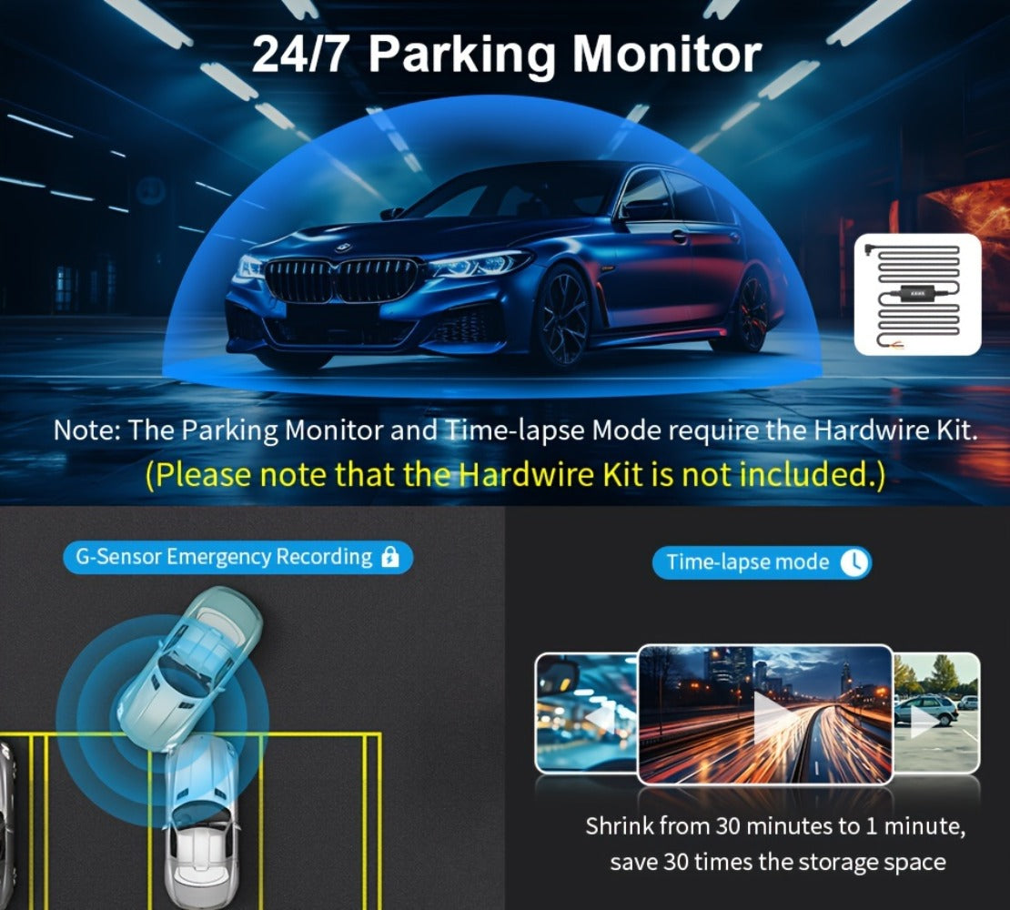 Mini Dash Cam 1296P FHD - KAWA MINI 3 WiFi Dash Camera, Voice Control, Color Night Vision, Super Capacitor, 24/7 Parking Monitor, WDR, H.265, Loop Recording, App Control