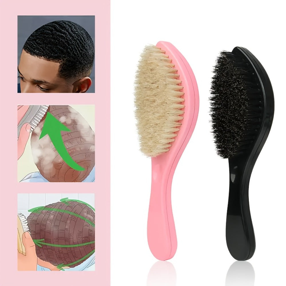 360 Wave Brush for Men with Heavy-Duty Nylon Bristles & Non-Slip ABS Handle — Professional Wave Training, Curl Defining & Updo Styling Tool for All Hair Types, 1pc or 5-Piece Set