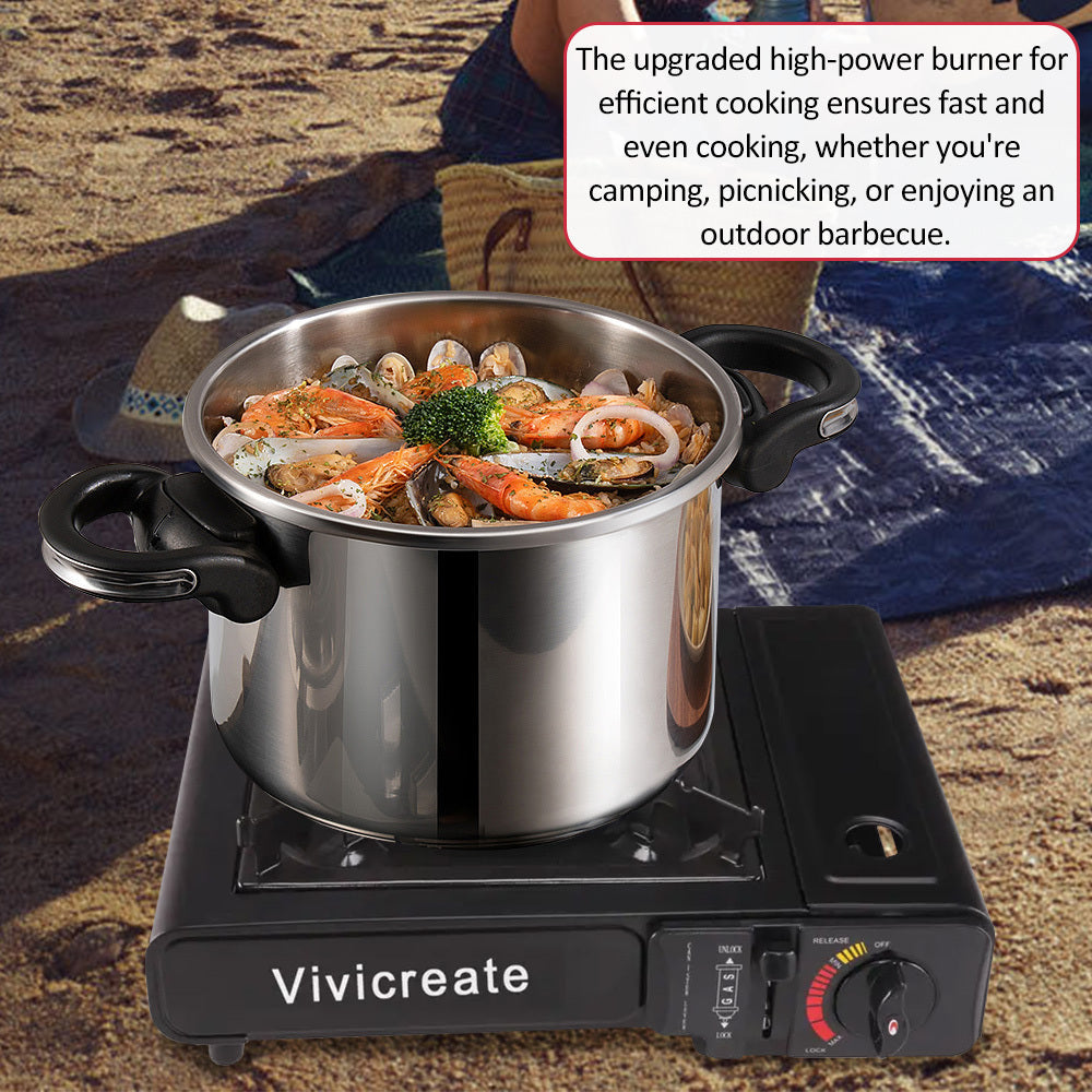 Portable Butane Camping Stove Single Burner – Compact Gas Cooker with Carrying Bag for Outdoor Cooking, Camping, Hiking, Fishing, Picnics & Korean BBQ | 2 Colors
