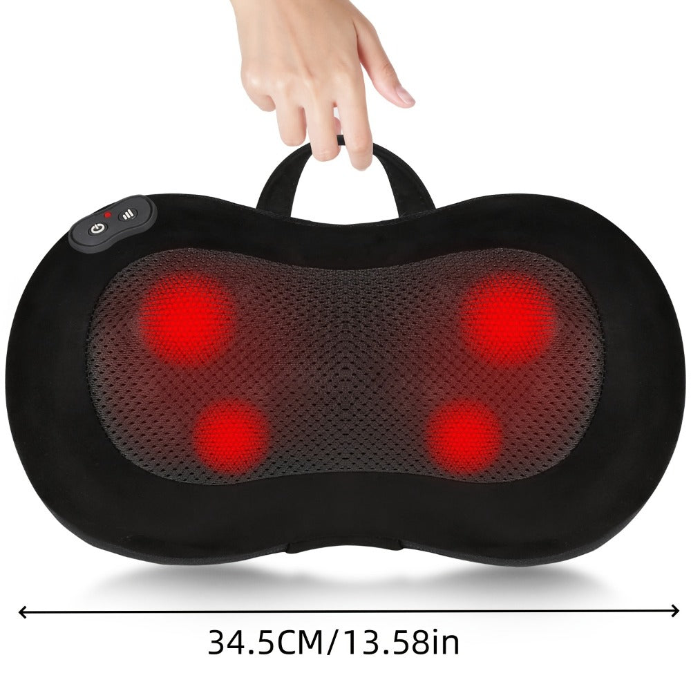 Neck & Back Massager Pillow with Heat – Wireless 3D Kneading Acupressure Electric Massage Pillow for Lumbar, Shoulder & Neck Pain Relief, Portable Unisex Gift