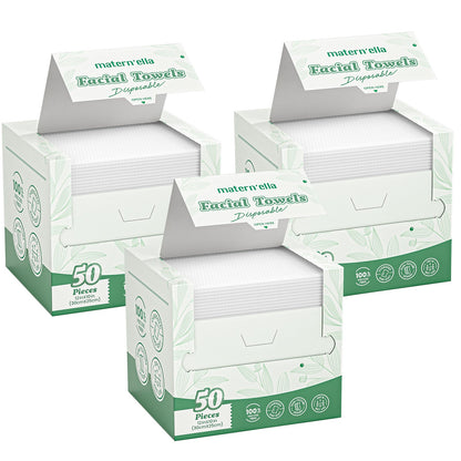 Disposable Face Towels Jumbo Ultra-Soft Extra Thick – Highly Absorbent Dry Wet Dual-Use Facial Wipes for Makeup Removal, Facial Cleansing, Spa & Travel, All Skin Types, 50 / 100 / 150 Sheets per Pack