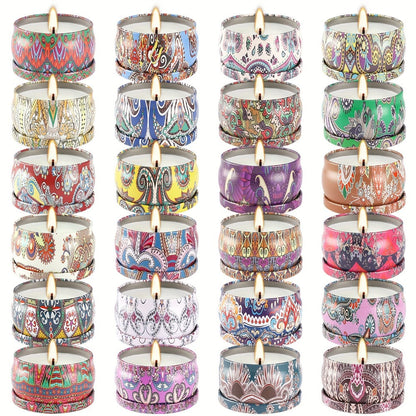 Scented Candles Gift Set 24 Pack Aromatherapy Soy Wax Candles with Lids Portable Travel Tin Can Candles for Home Spa Yoga Birthday Valentine's Day Mother's Day