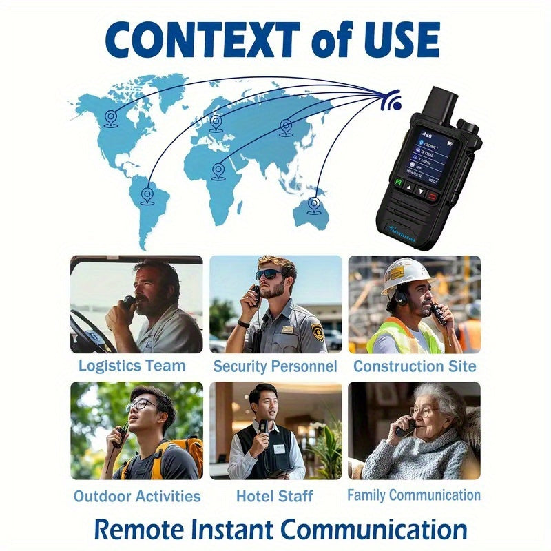 K6 Long Range Walkie Talkies 2 Pack with SIM Cards – 5G Two-Way Radio Set, Ultra-Long Battery Life, Extended Range Two-Way Communication for Field Work, Outdoor Adventures & Long-Distance Use