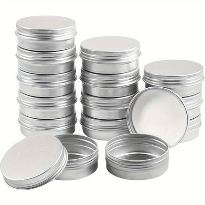 Aluminum Jars with Lids 40 Pack – 2 oz Round Metal Screw Top Tins for Candle Making, Lip Balm, Salve, DIY Cosmetics, Crafts & Small Parts Storage – Bulk Silver Empty Tin Containers