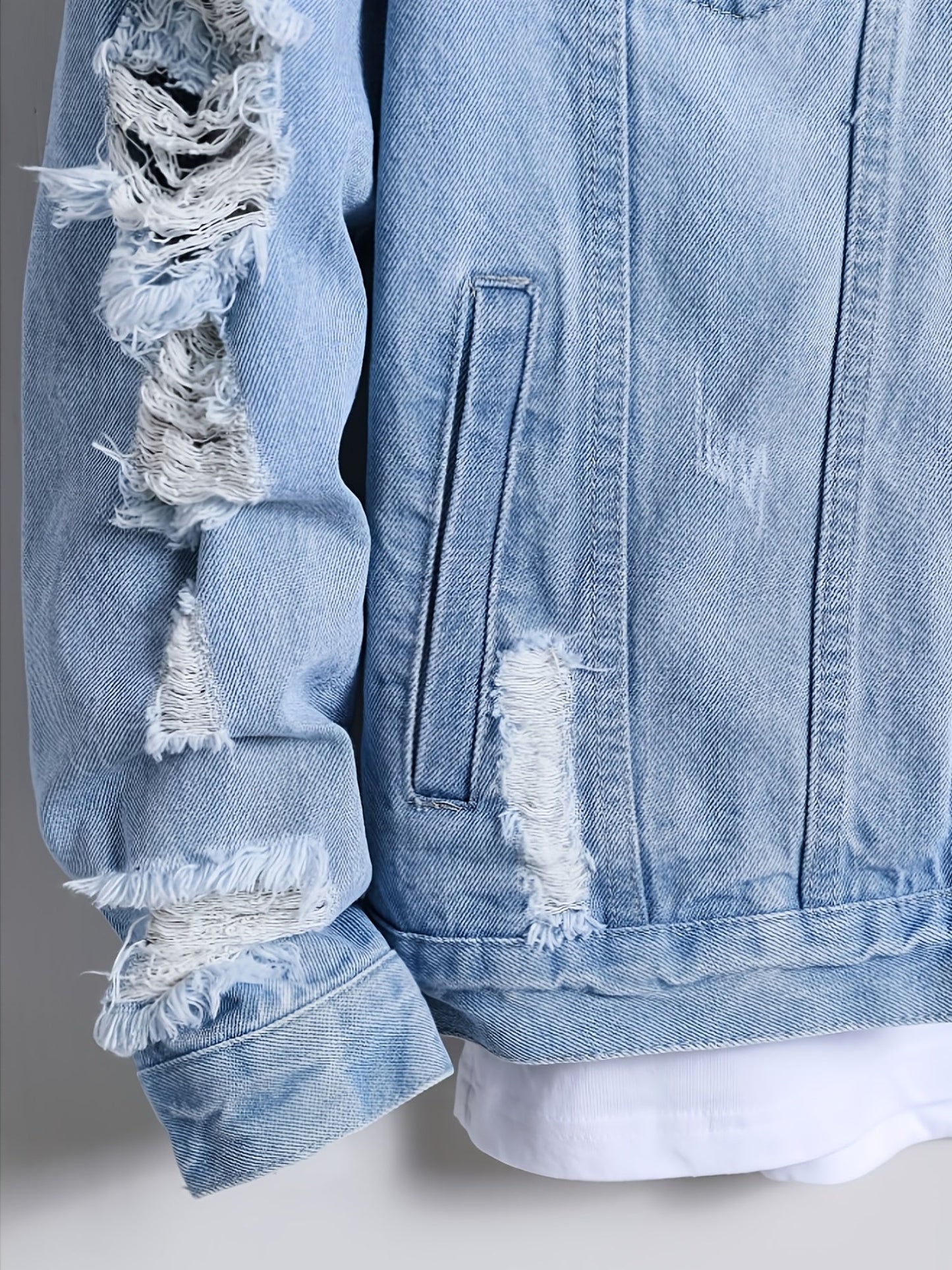 Men's Relaxed Denim Single-Breasted Jacket Everyday 125