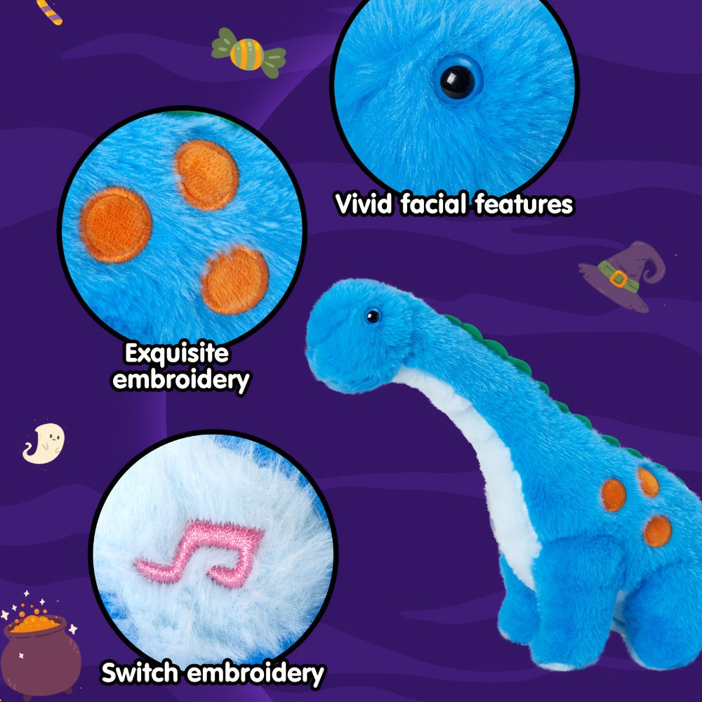 Dinosaur Stuffed Animal Plush Glowing Blue Dino with Music LED Light Up Soft Toy Glow in the Dark Birthday Gift for Kids Boys Girls Dinosaur Lovers
