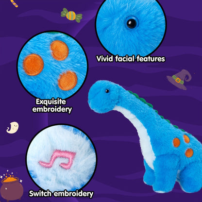 Dinosaur Stuffed Animal Plush Glowing Blue Dino with Music LED Light Up Soft Toy Glow in the Dark Birthday Gift for Kids Boys Girls Dinosaur Lovers
